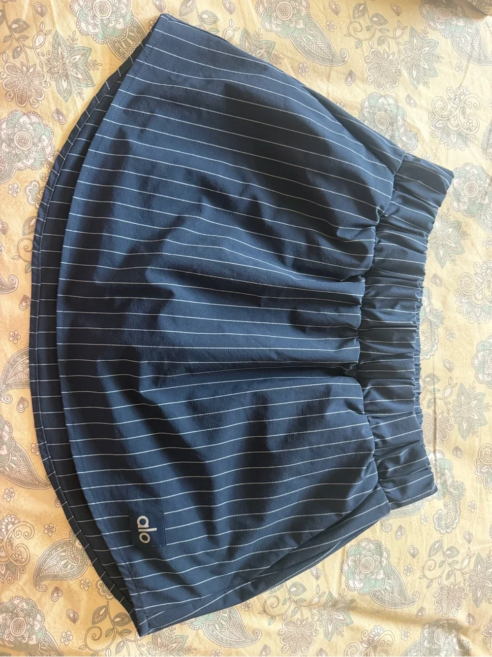 ALO Yoga Navy Pinstripe Skater Skirt